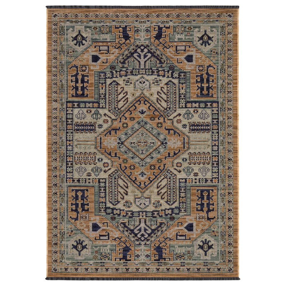 Oriental Weavers Legacy LGY04 Rust and Blue 5"3" x 7"6" Area Rug, , large