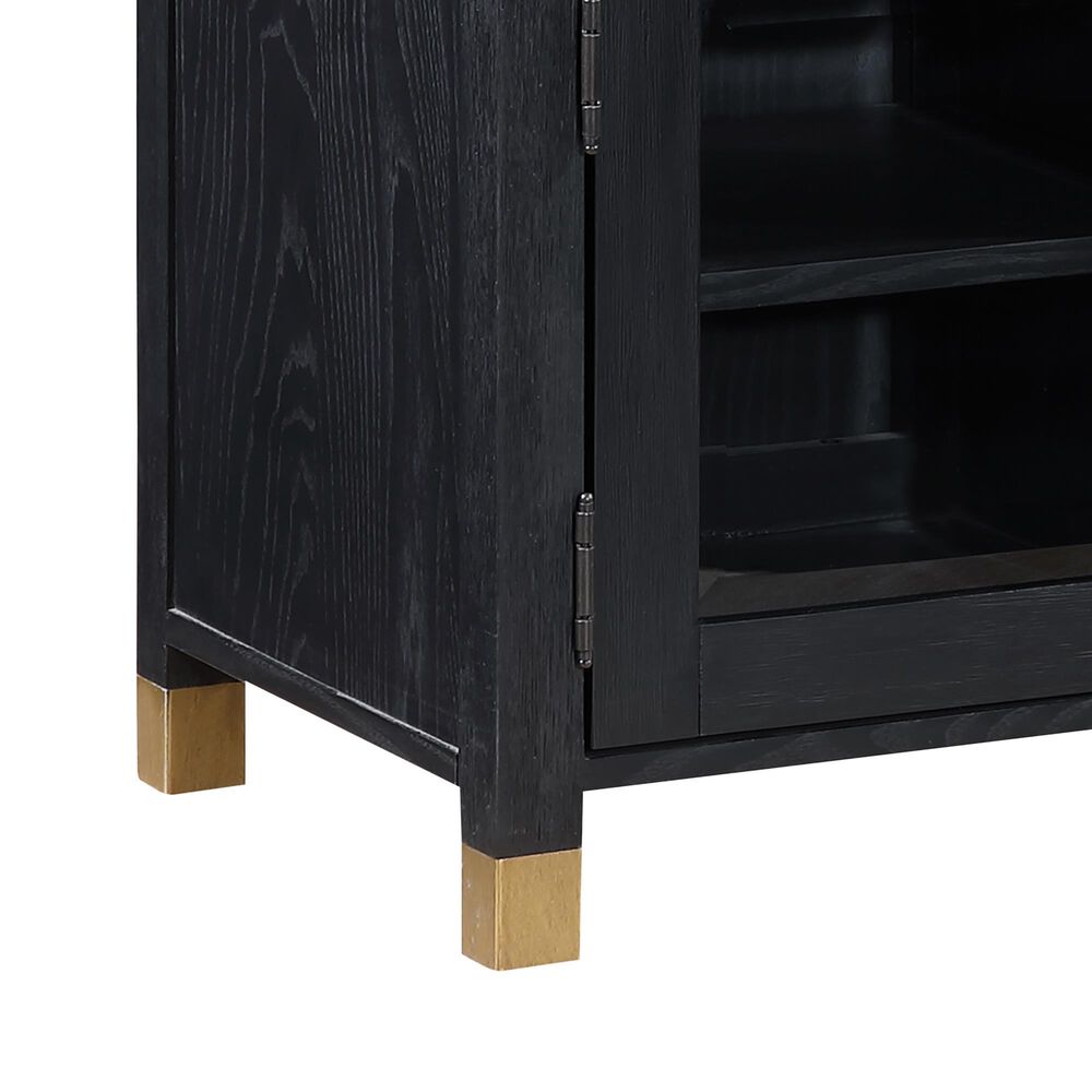Steve Silver Furniture Yves 64" TV Stand in Ebony and Brushed Brass, , large