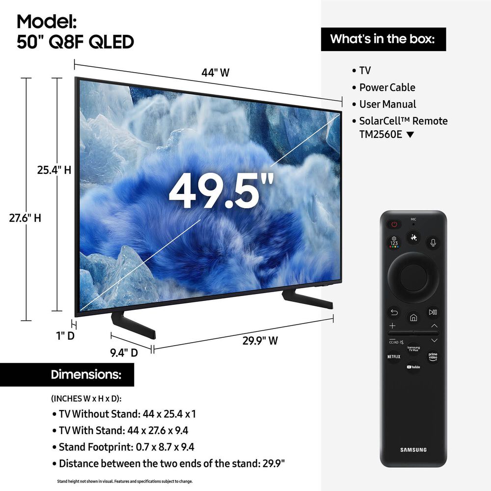 Samsung 50&quot; Class Q8F QLED 4K Vision AI in Black - Smart TV, , large