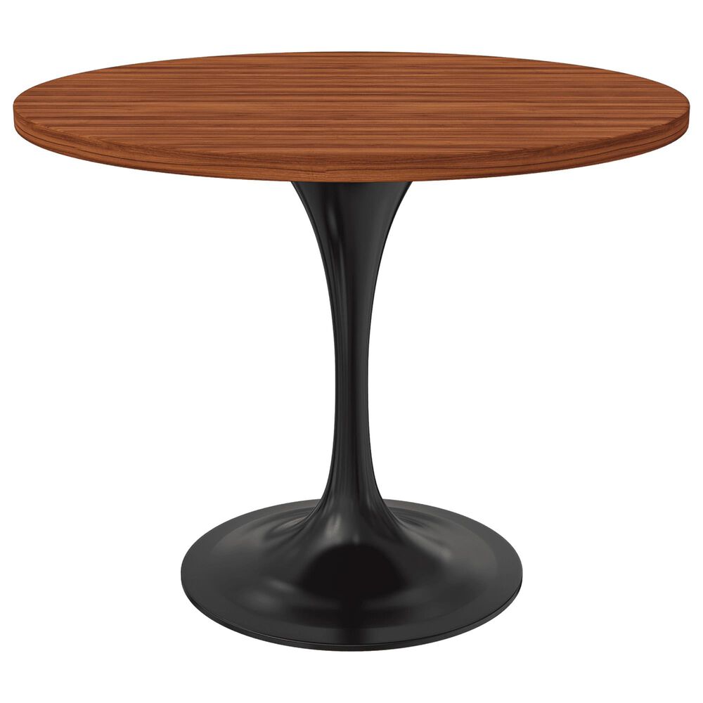 Leisuremod LeisureMod Verve Collection 36 Round Dining Table, Black Base with Cognac Brown MDF Top, , large