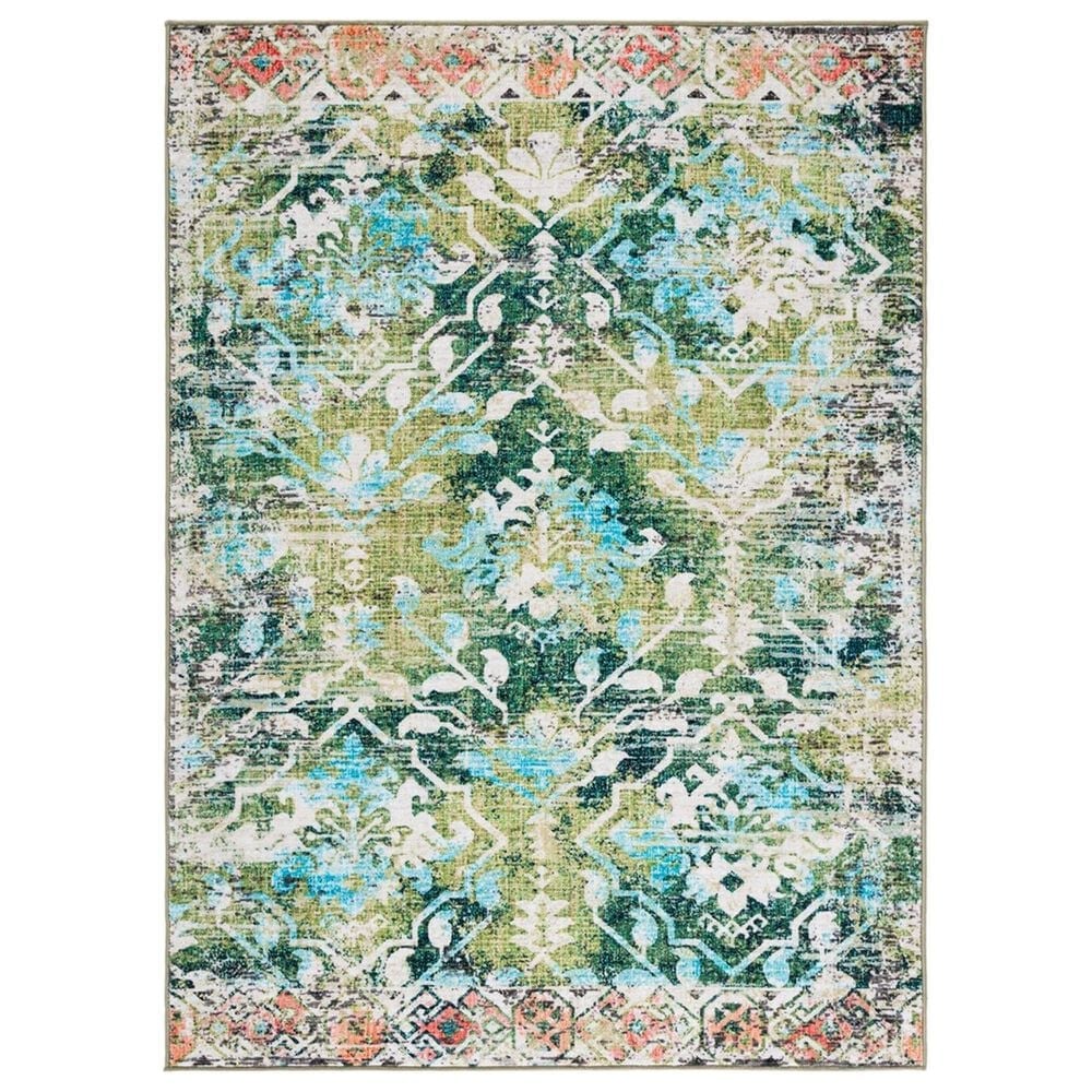 Safavieh Riviera 5"5" x 7"7" Green and Light Blue Area Rug, , large