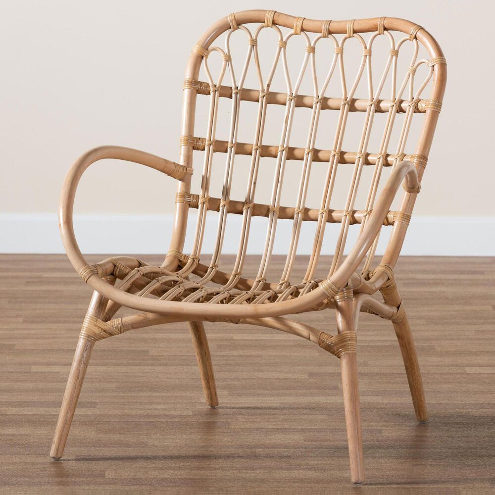 Baxton Studio Bajo Arm Chair in Natural Brown, , large