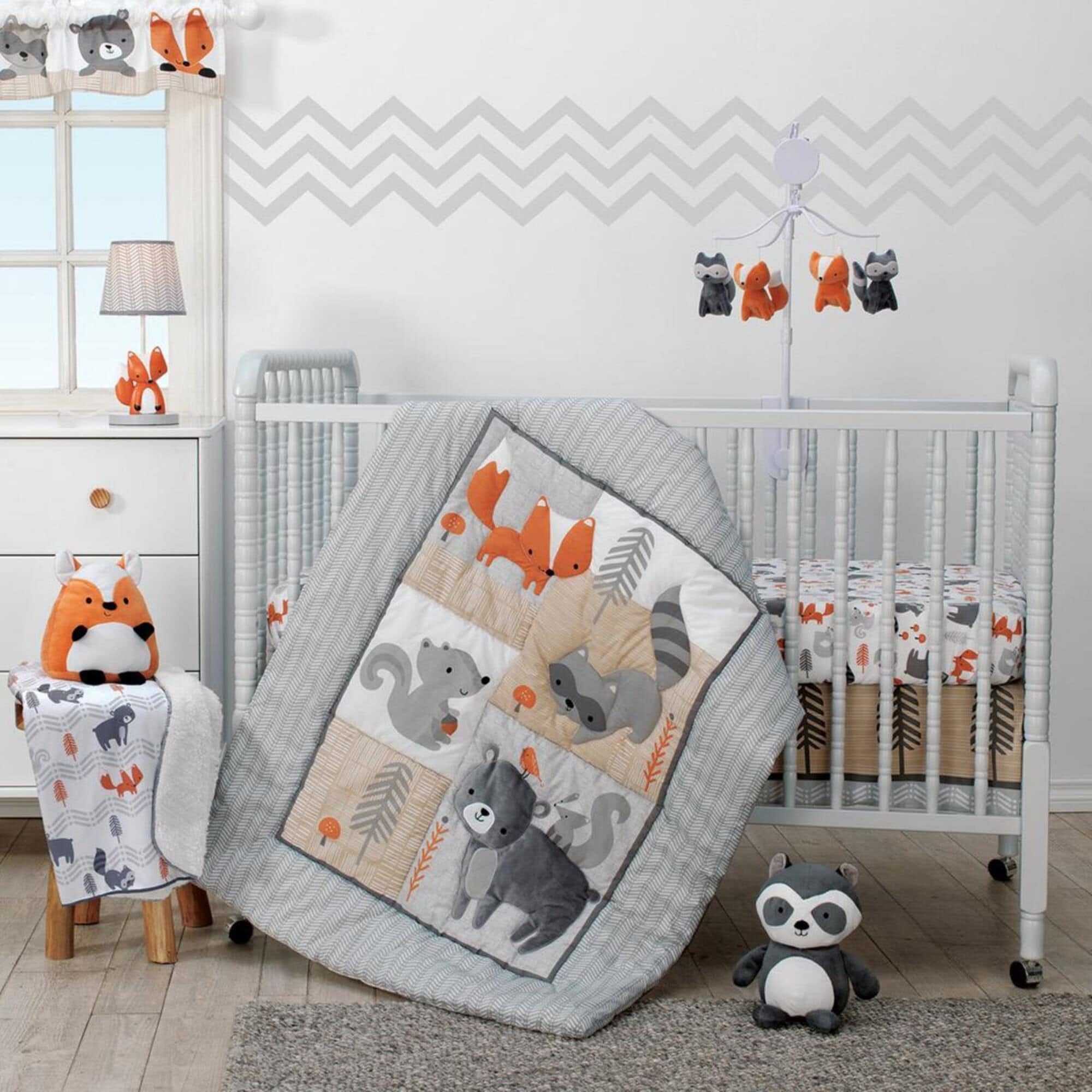 Lambs and Ivy Acorn 3 Piece Bedding Set in Gray Nebraska Furniture Mart