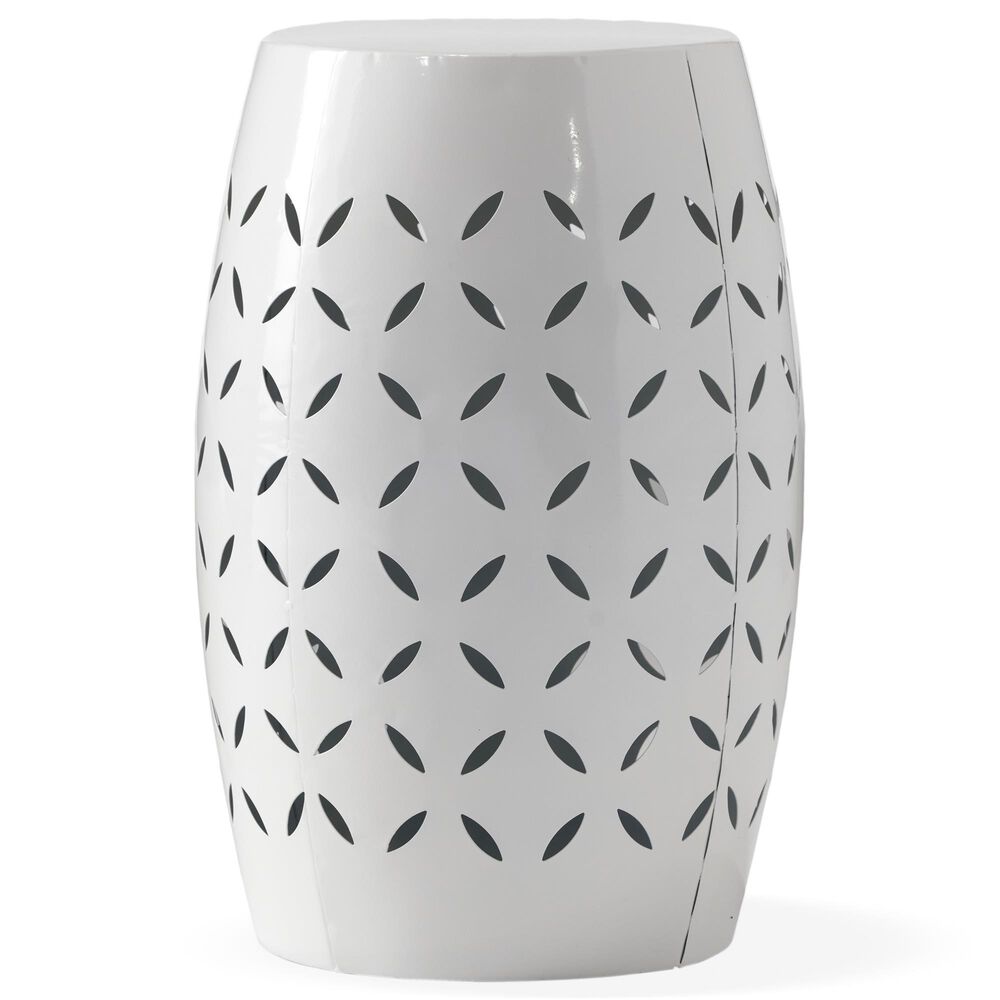 Hearth and Haven Lilac Outdoor Metal Side Table with Cylindrical Design in White, , large