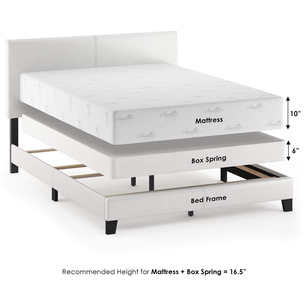 HOMLUX Pessac Twin PU Leather Upholstered Panel Bed Frame in White, , large