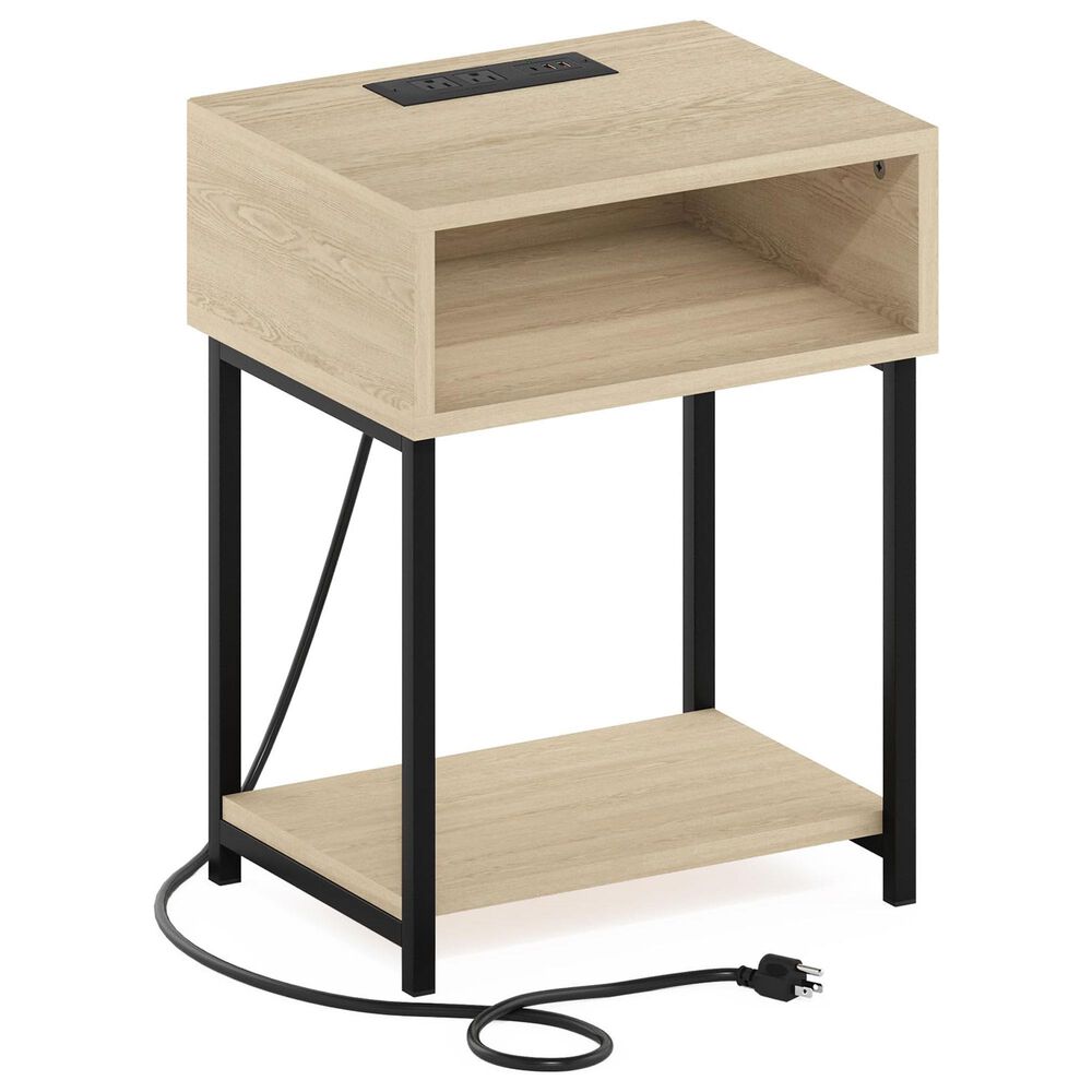 HOMLUX 19.7" 3-Tier End Table in Bauhaus Oak and Black, , large