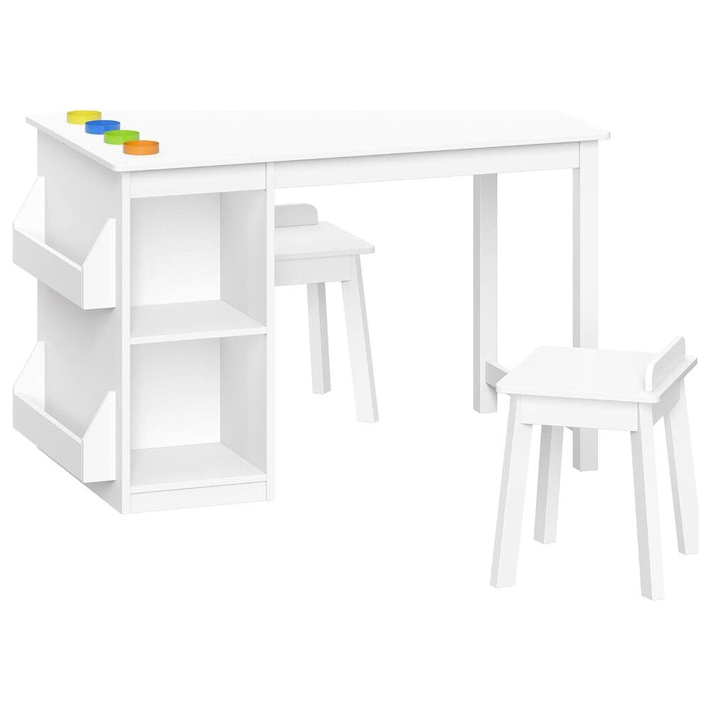 RiverRidge Home 3-Piece Kids Desk and Chair Set with Cubbies and Bookracks in White, , large