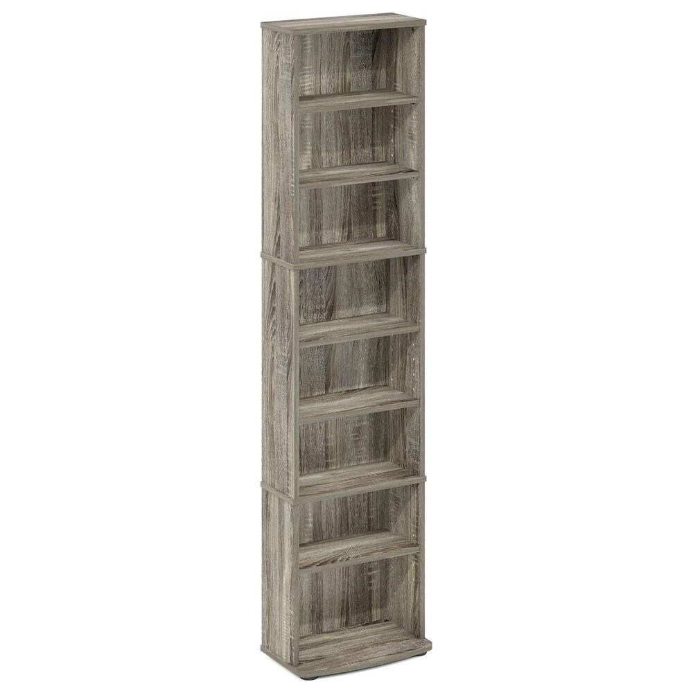 HOMLUX 8-Tier Multimedia Storage Tower with Adjustable Shelves in French Oak Grey, , large