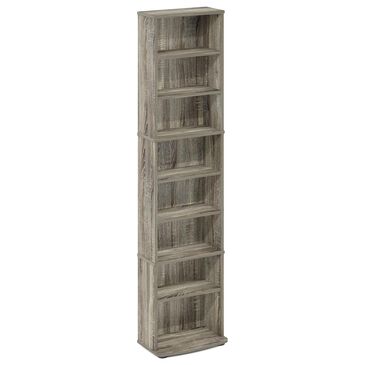 HOMLUX 8-Tier Multimedia Storage Tower with Adjustable Shelves in French Oak Grey, , large