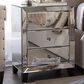 Baxton Studio Chevron Mirrored 3-Drawer End Table in Silver, , large