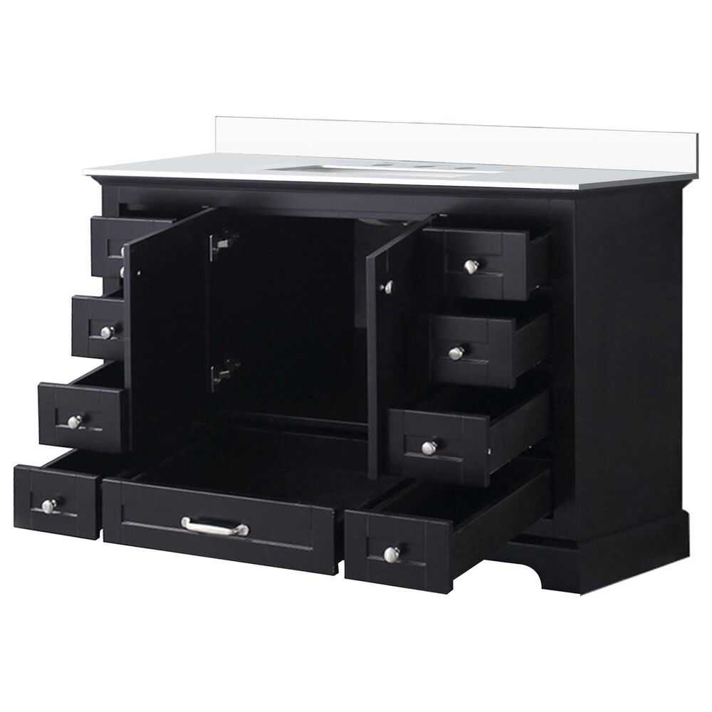 Lexora Home Dukes 48&quot; Single Bathroom Vanity in Espresso with 2 cm White Cultured Marble Top and Rectangular Sink, , large
