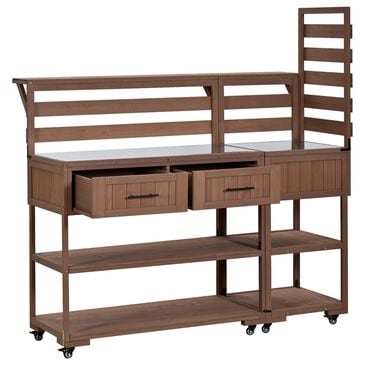 HOMLUX 62.3"" Outdoor Kitchen Island in Brown, , large