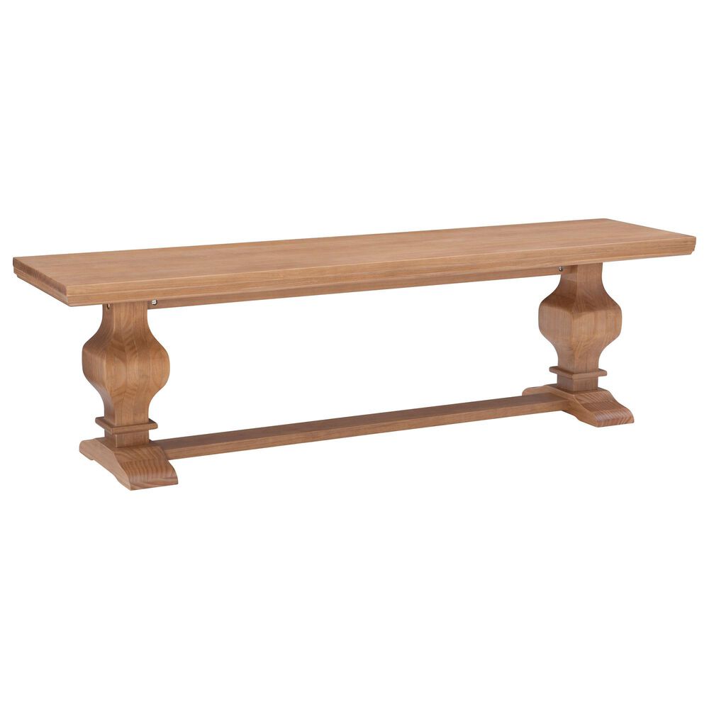 Linon Home Decor Mcleavy Bench in Rustic Honey, , large