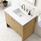 James Martin Vanities Hudson 36" Single Bathroom Vanity in Light Natural Oak with Single Hole 3 cm White Zeus Quartz Top and Rectangular Sink, , large