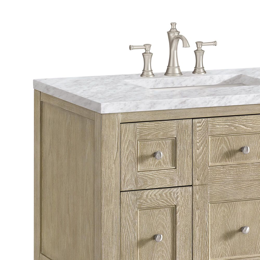 James Martin Vanities Breckenridge 36&quot; Single Vanity in Whitewashed Oak with 3 cm Carrara White Marble Top, , large