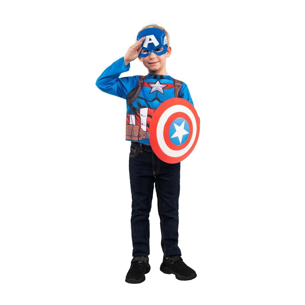 Squishmallow Marvel Captain America Superpower Pak Costume in Multicolor, , large