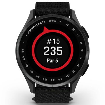 Garmin Approach S50 43mm Golf and Fitness Smartwatch Slate Aluminum Bezel Case with Black Nylon Band, , large