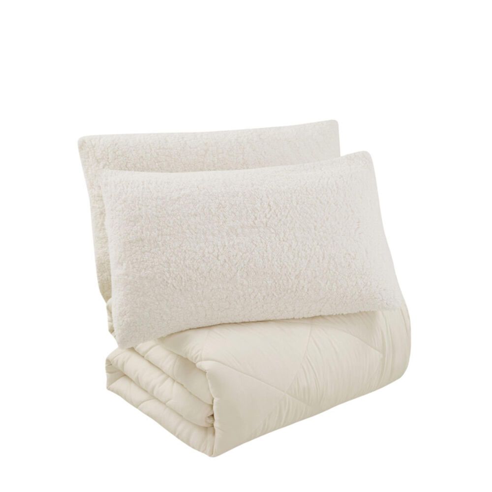Jiangsu Royal Home Cozy Sherpa 3-Piece King Comforter Set in Ivory, , large