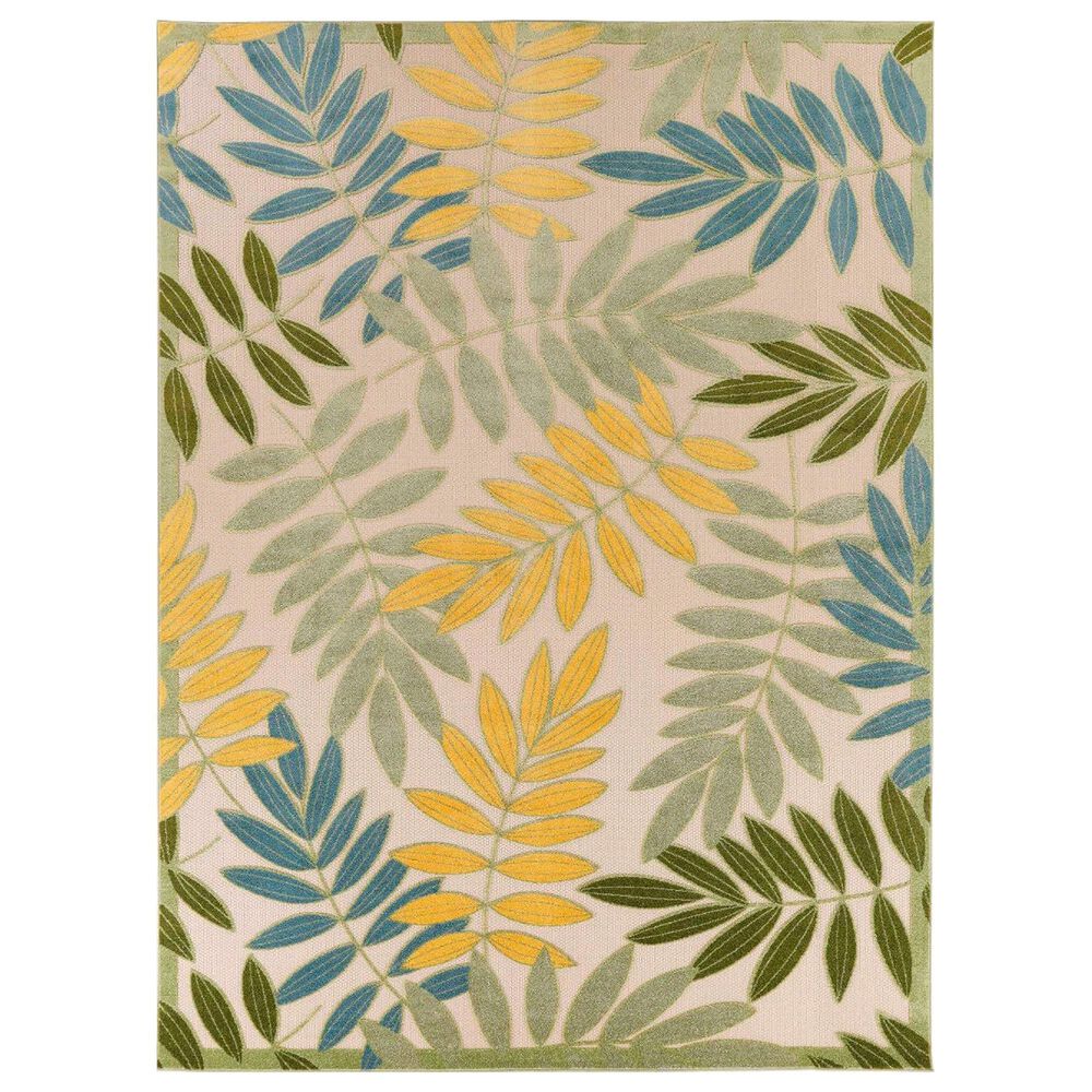 Nourison Aloha Nature 7"10" x 10"6" Green and Multicolor Indoor/Outdoor Area Rug, , large