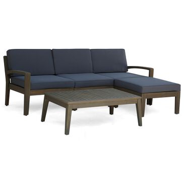 Noble House Wilcox 5-Piece Patio Sectional Sofa Set in Dark Gray, , large