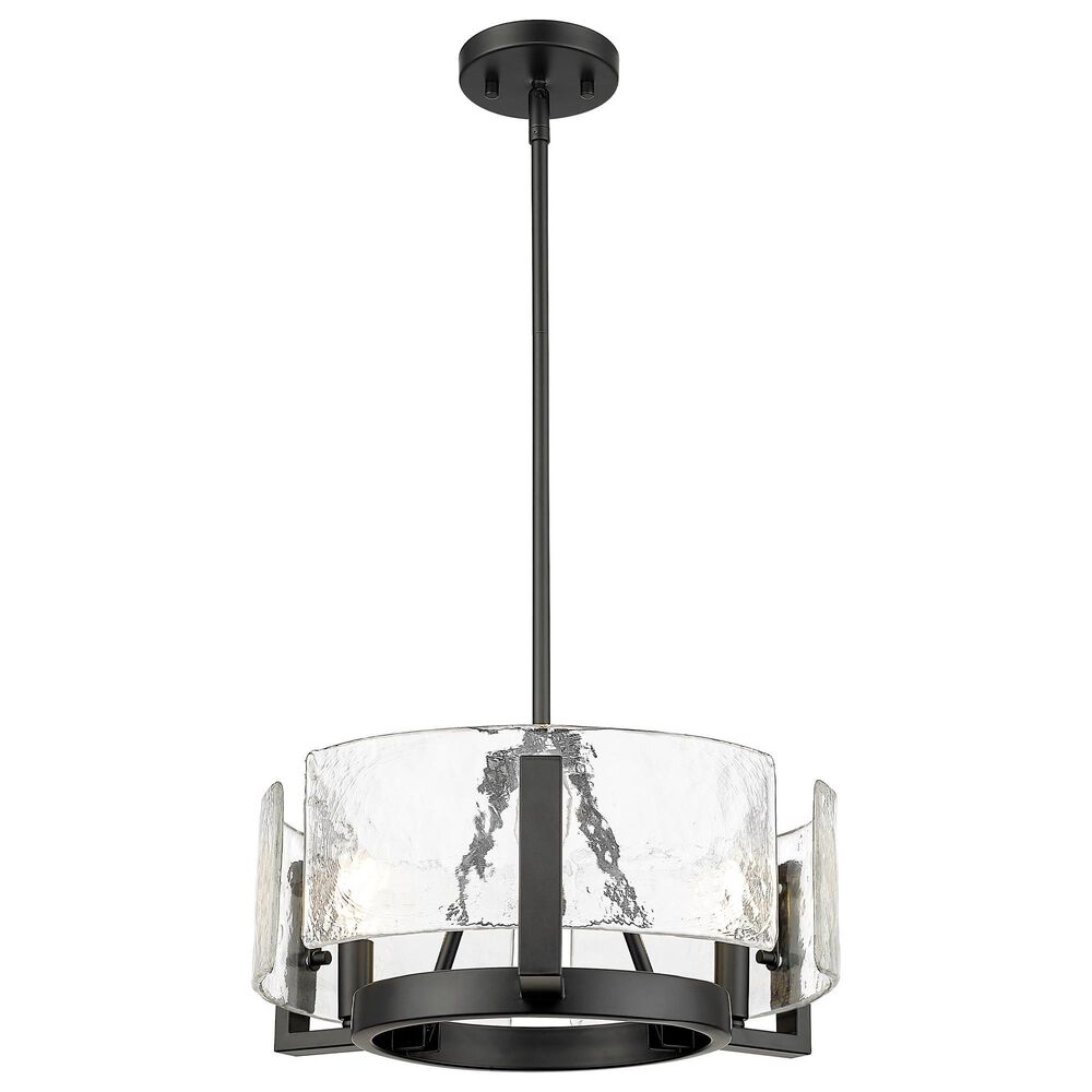 Golden Lighting Aenon 3-Light Wide Chandelier with Hammered Water Glass Shade in Matte Black, , large