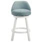 Armen Living Erika Swivel Counter Height Stool with Light Blue Upholstery in White, , large