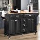 HOMLUX Kitchen Island Cart with Storage Cabinet in Black, , large