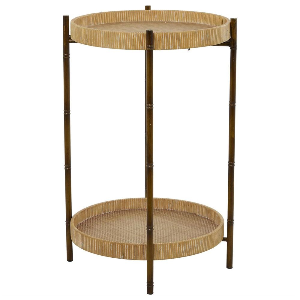 Maple and Jade 2-Tray Rattan End Table in Matte Brown, Whitewashing and Black, , large