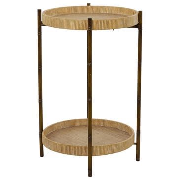 Maple and Jade 2-Tray Rattan End Table in Matte Brown, Whitewashing and Black, , large