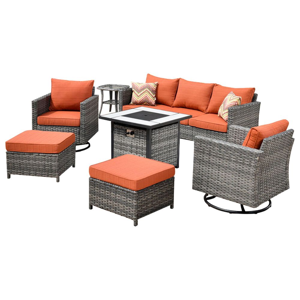 HOMLUX 7-Piece Patio Sofa Set in Orange, , large