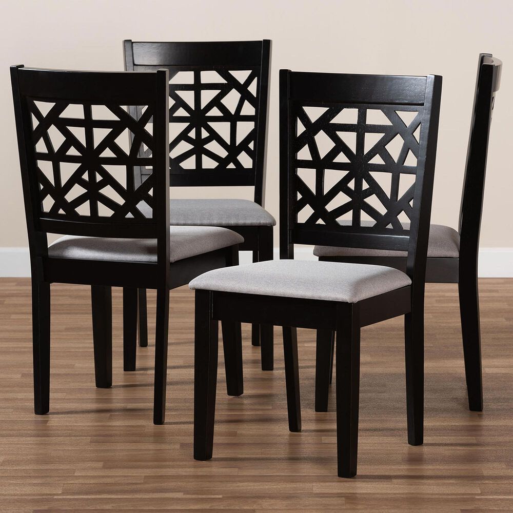Baxton Studio Jackson Dining Chair in Grey/Espresso Brown (Set of 4), , large