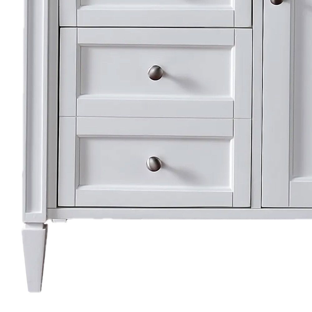 James Martin Vanities Brittany 36&quot; Single Bathroom Vanity in Bright White with 3 cm Carrara White Marble Top and Rectangle Sink, , large
