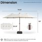 HOMLUX 15" Double-Sided Outdoor Market Umbrella with Sandbag Base and RGB LED Lights in White, , large
