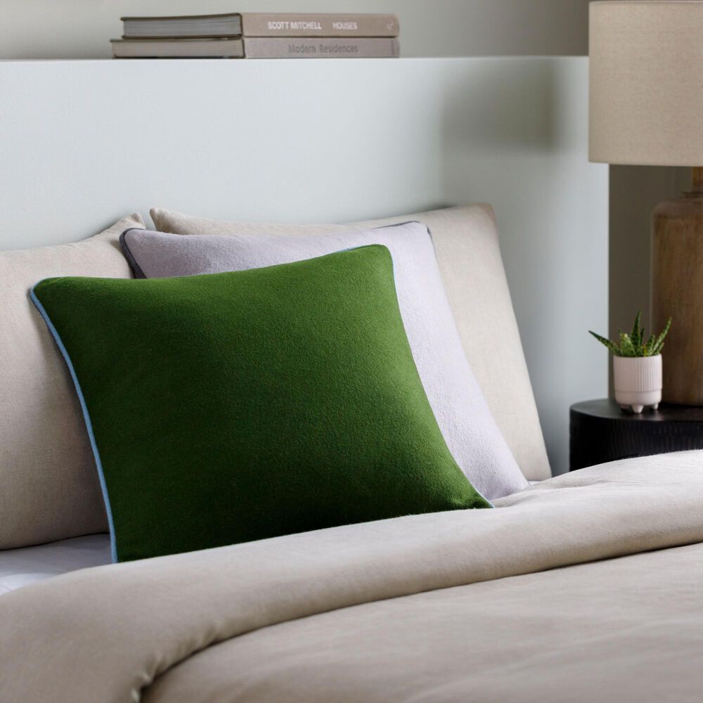 Surya Ackerly 20&quot; Square Throw Pillow in Grass Green and Denim, , large