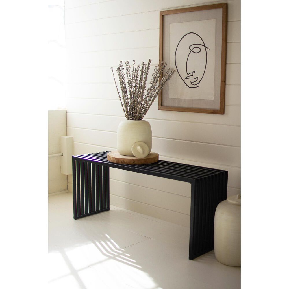 Kalalou Metal Bench in Matte Black, , large