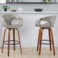 LumiSource Curva 30" Swivel Barstool with Light Grey Upholstery in Walnut and Black (Set of 2), , large