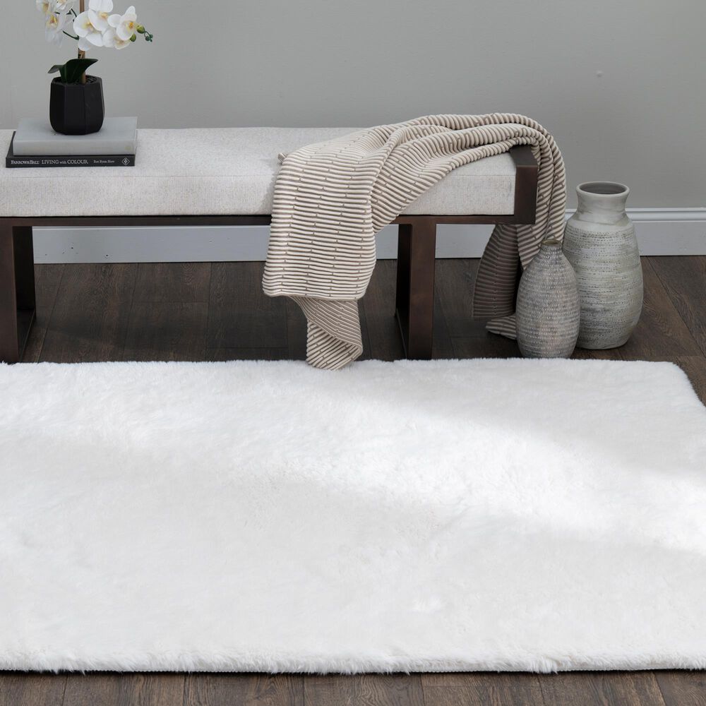 Central Oriental Belgian White 5' x 7' Area Rug, , large