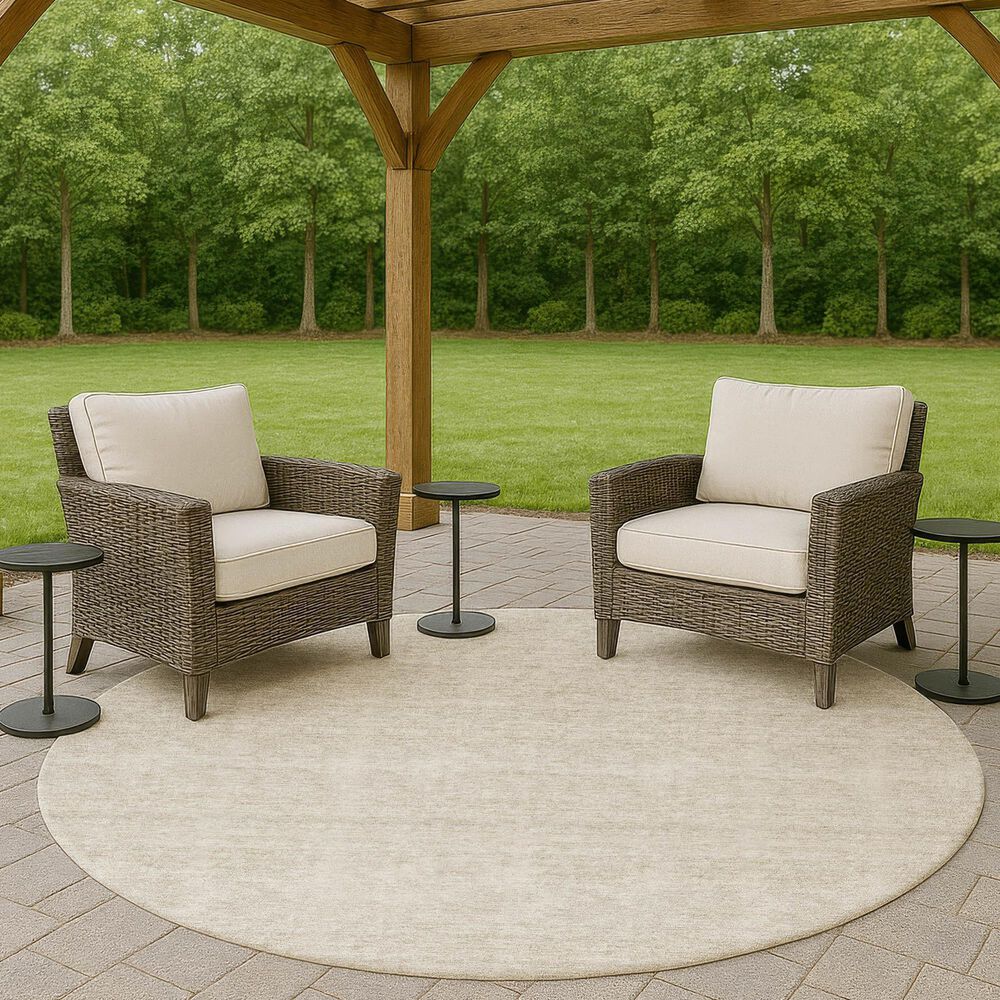 Dalyn Rug Company Soft Essentials Solid Ivory 8' Round Indoor/Outdoor Area Rug, , large