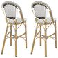 Hearth and Haven Outdoor Wicker French Barstool with Brown Aluminum Frame in White (Set of 2), , large