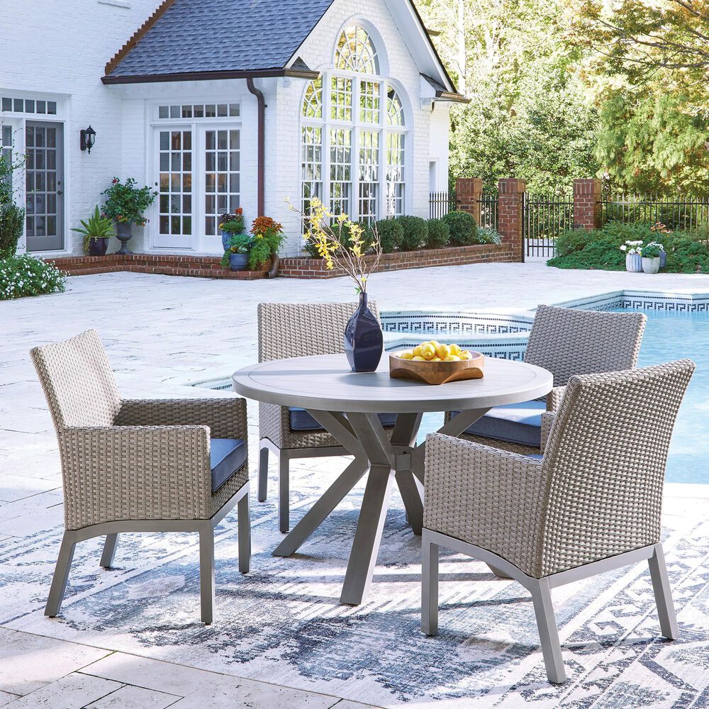 Ashley Half Moon Beach Patio Arm Chair with Cushion in Gray (Set of 2), , large