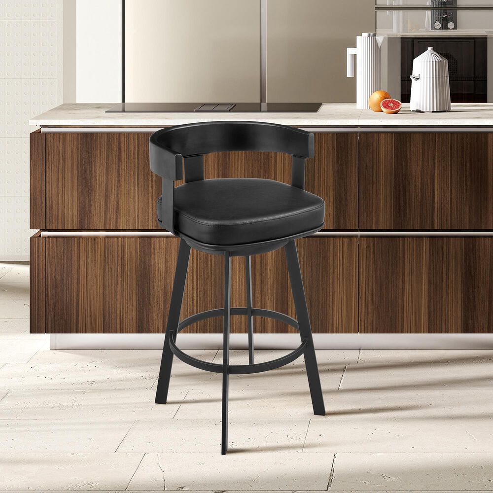 Armen Living Idris Swivel Counter Stool in Black, , large