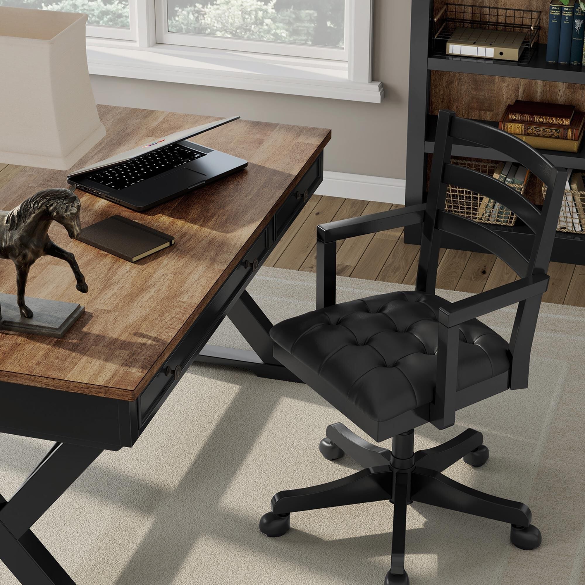 Ashley Wildenauer Home Office Desk in Rich Brown and Warm Satin Black
