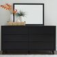 Ashley Danziar 6-Drawer Dresser and Mirror in Matte Black, , large