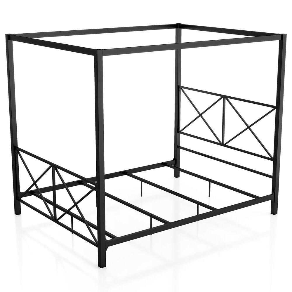 Furniture of America Rosadale Queen X-Cross Canopy Bed in Black, , large