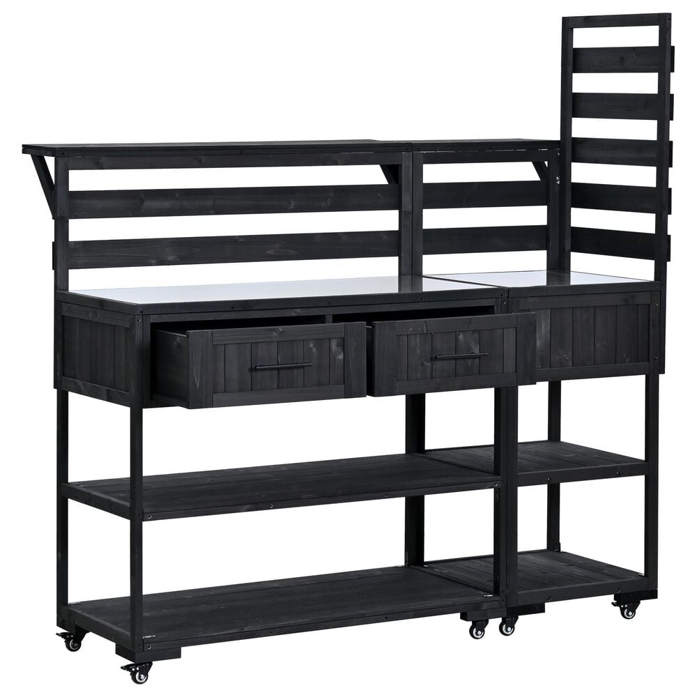 HOMLUX 62.3"" Outdoor Kitchen Island in Black, , large