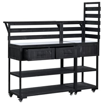 HOMLUX 62.3"" Outdoor Kitchen Island in Black, , large