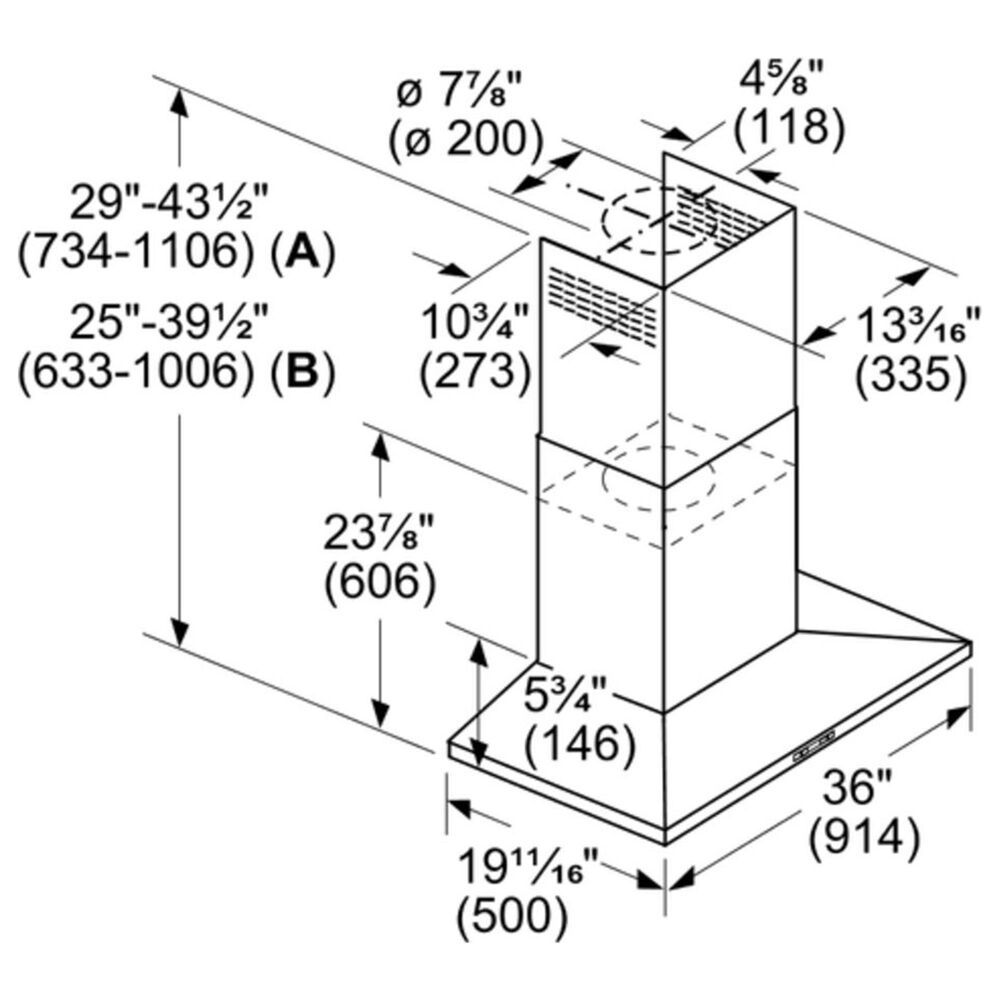 Bosch 500 Series 36" Wall Mount Range Hood in Stainless Steel