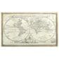Maple and Jade 48" x 31" World Map Wall Art with Gold Frame in Beige, Black and Gray, , large