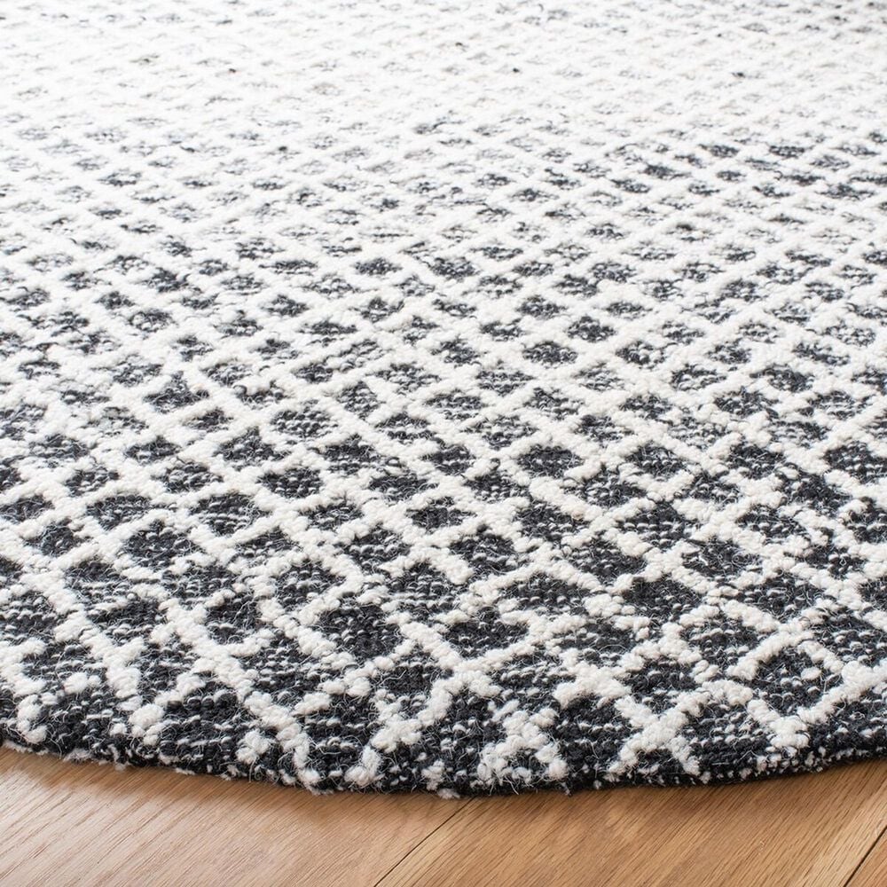 Safavieh Micro-Loop 5&#39; Round Black and Ivory Area Rug, , large