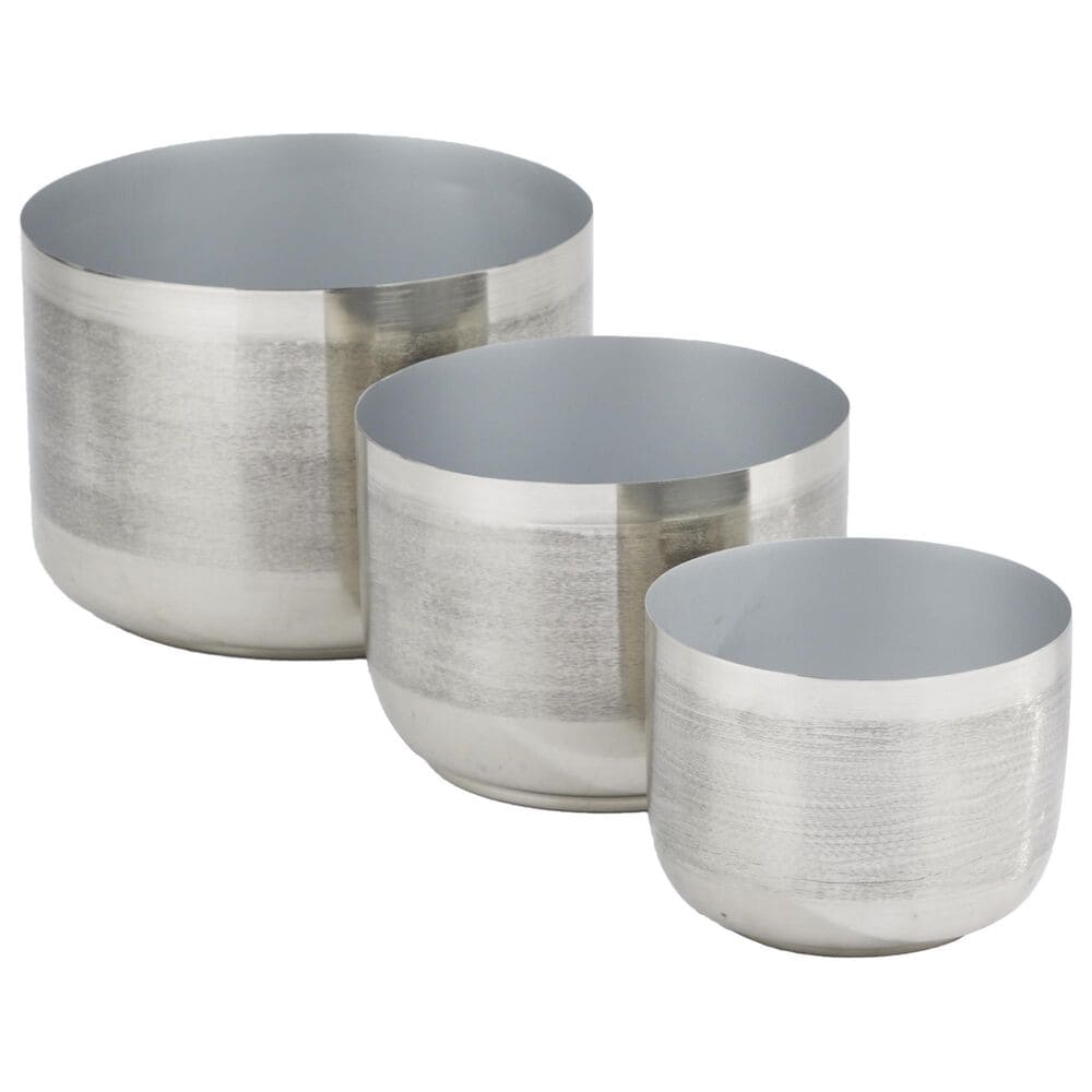 Maple and Jade Planter in Brushed Silver &#40;Set of 3&#41;, , large